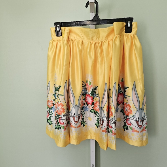 Looney Tunes x Unique Vintage Bugs Bunny Gathered A-Line Mini Skirt Yellow 5X/26 - Picture 5 of 9